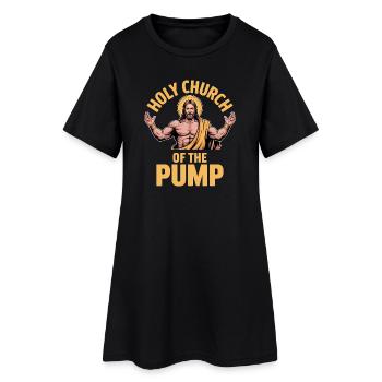 Holy Church of the Pump - Funny Jesus Gym Meme - Women’s T-Shirt Dress - black - Front