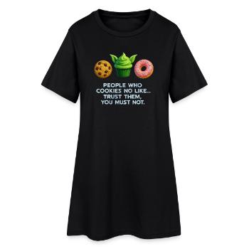 Funny Cookie Donut Muffin Shirt for Sweet Lovers - Women’s T-Shirt Dress - black - Front