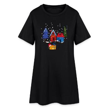 Winter houses with snow - Women’s T-Shirt Dress - black - Front