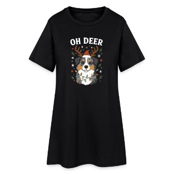 Cute Australian Shepherd Christmas Design - Women’s T-Shirt Dress - black - Front