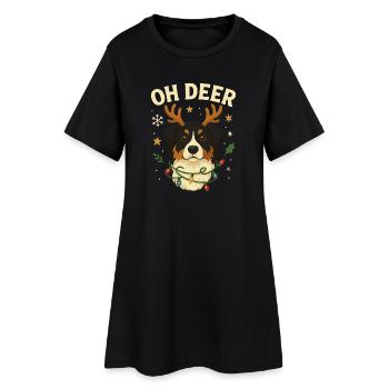 Cute Australian Shepherd Christmas Design - Women’s T-Shirt Dress - black - Front