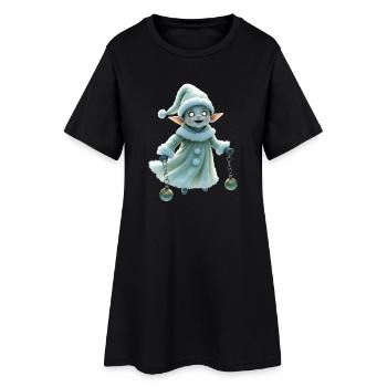 Winterzwerg mit Jingle Bells - Frauen T-Shirt-Kleid - Schwarz - Vorne