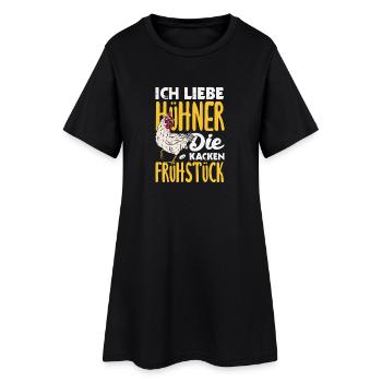 J’adore les poulets – ils font caca au petit-déjeuner - Robe T-shirt Femme - noir - Devant