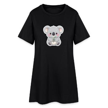 Koala Cutie avec étreinte de feuille - Robe T-shirt Femme - noir - Devant
