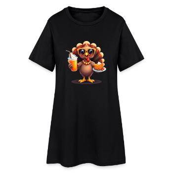 Thanksgiving Turkey with Sunglasses - Women’s T-Shirt Dress - black - Front