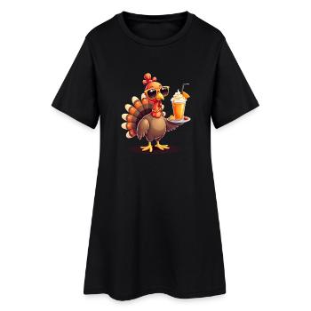 Thanksgiving Turkey with Sunglasses - Women’s T-Shirt Dress - black - Front