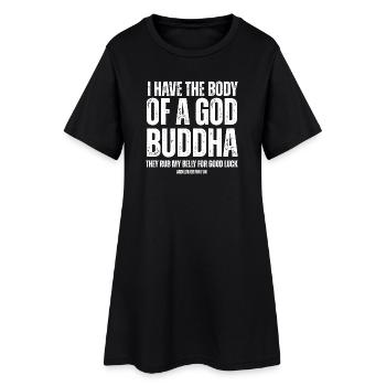 Dieu Bouddha Ventre Meme Typographie T-shirt - Robe T-shirt Femme - noir - Devant