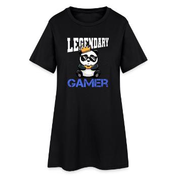 Panda couronne et manette - gamen - Robe T-shirt Femme - noir - Devant
