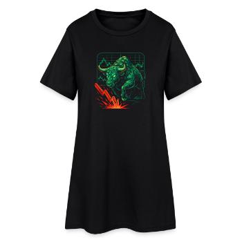 Neon Cyber Bull, Investieren - Frauen T-Shirt-Kleid - Schwarz - Vorne