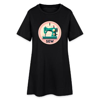 Silhouette de machine à coudre vintage - Robe T-shirt Femme - noir - Devant