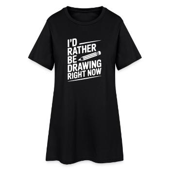 Ich würde jetzt lieber zeichnen - Frauen T-Shirt-Kleid - Schwarz - Vorne