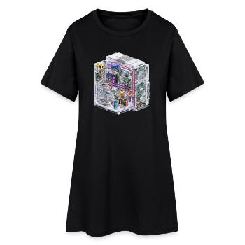 CAD Cable Art Color Streams Data Center - Women’s T-Shirt Dress - black - Front