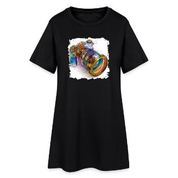 Appareil photo numérique comme modèle de conception CAO - Robe T-shirt Femme - noir - Devant