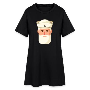 Nautic Design Vieux Marin Sel Dessin Animé - Robe T-shirt Femme - noir - Devant