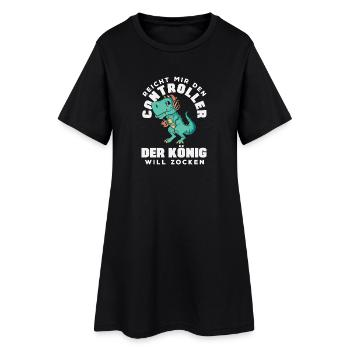 Reicht mir den Controller – König will zocken - Frauen T-Shirt-Kleid - Schwarz - Vorne