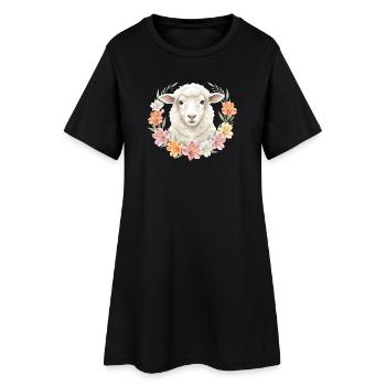 Mouton blanc - Robe T-shirt Femme - noir - Devant
