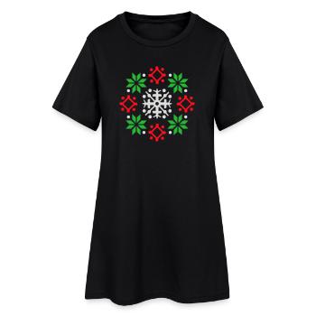 flocons de neige motif Noël pull neige - Robe T-shirt Femme - noir - Devant