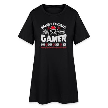 Santa's Favorite Gamer Controller Weihnachten Nerd - Frauen T-Shirt-Kleid - Schwarz - Vorne