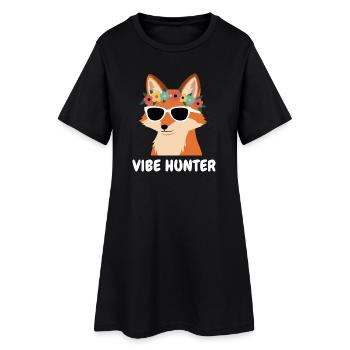 Vibe Hunter Renard avec couronne florale - Robe T-shirt Femme - noir - Devant