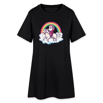 Cheval Père Noël Noël - Robe T-shirt Femme - noir - Devant