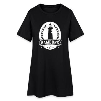 Leuchtturm Hamburg - Frauen T-Shirt-Kleid - Schwarz - Vorne