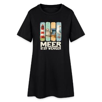 Phare de Moin, chaise de plage avec phoques, côte des mouettes - Robe T-shirt Femme - noir - Devant