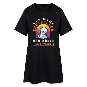 Reicht mir den Controller – König will zocken - Frauen T-Shirt-Kleid - Schwarz - Vorne