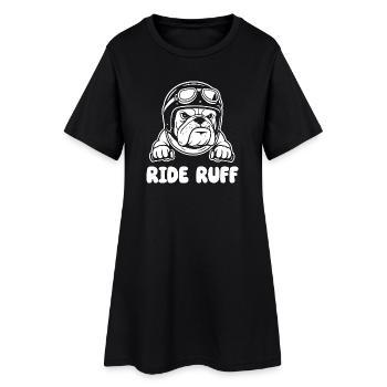 Bulldogge Rennhelm Motiv - Frauen T-Shirt-Kleid - Schwarz - Vorne