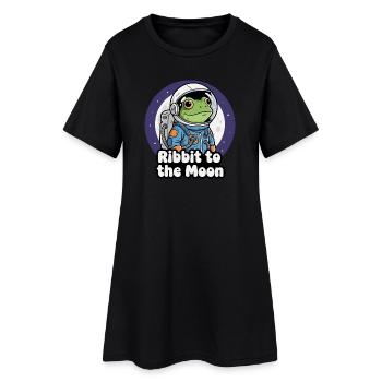Frog Astronaut Moon Flight - Women’s T-Shirt Dress - black - Front