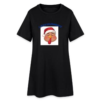Dinde affamee Noël cartoon - Robe T-shirt Femme - noir - Devant