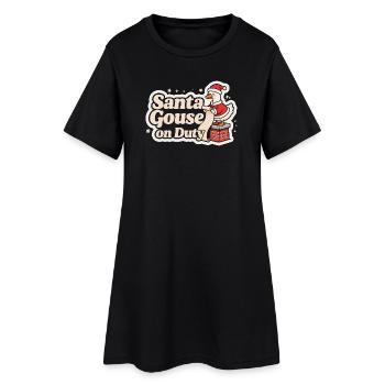 Oie du Père Noël en service Famille de Noël - Robe T-shirt Femme - noir - Devant