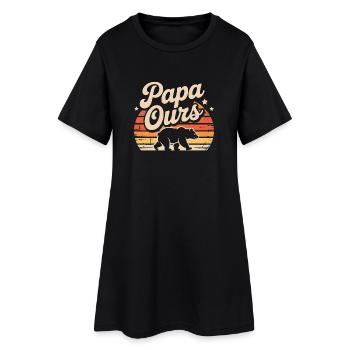 Papa Ours Retro Soleil - Robe T-shirt Femme - noir - Devant