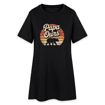 Papa Ours au coucher soleil - Robe T-shirt Femme - noir - Devant