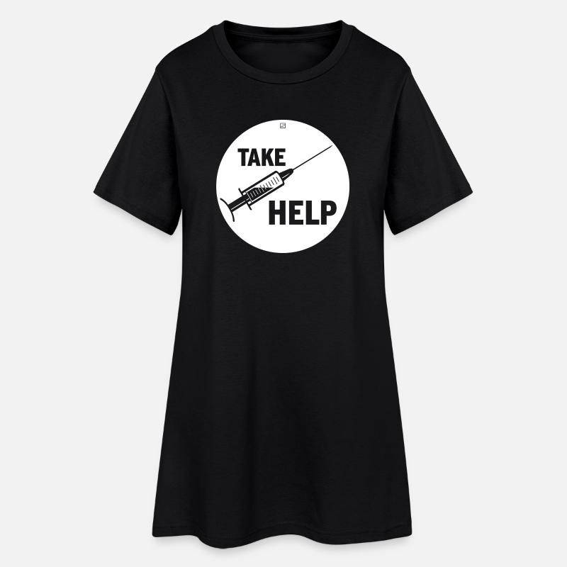 TAKE HELP - Frauen T-Shirt-Kleid - Schwarz