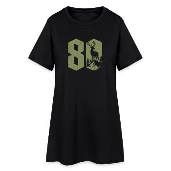 Chasseur 80e anniversaire Chasse 80 ans Nombre Cerf - Robe T-shirt Femme - noir - Devant