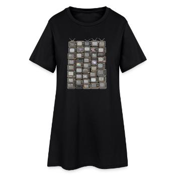 Collage de piles TV rétro - Robe T-shirt Femme - noir - Devant