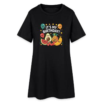 C’est mon anniversaire Kawaii Fruit Party Avocat Ananas - Robe T-shirt Femme - noir - Devant