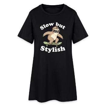 Slow but Stylish Sloth Skate - Women’s T-Shirt Dress - black - Front