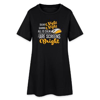 Silent Night Gaming Night All Calm Screens Bright - Women’s T-Shirt Dress - black - Front