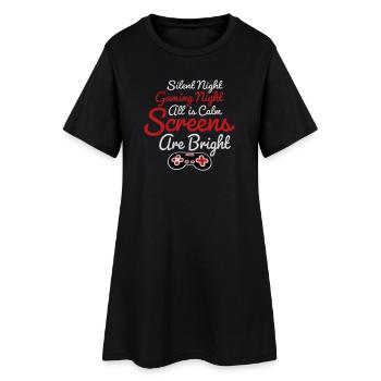 Silent Night Gaming Night All Calm Screens Bright - Frauen T-Shirt-Kleid - Schwarz - Vorne