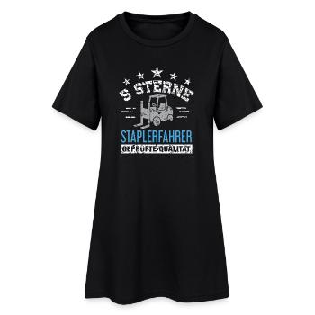 5 Sterne Staplerfahrer geprüfte Qualität / Stapler - Frauen T-Shirt-Kleid - Schwarz - Vorne