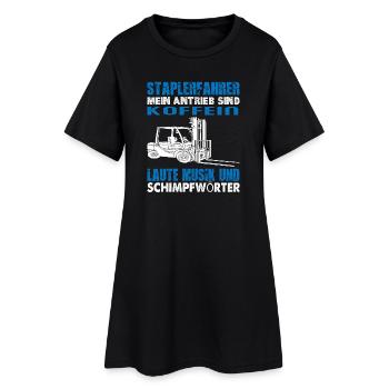 Conducteur de chariot élévateur caféine humour motif - Robe T-shirt Femme - noir - Devant