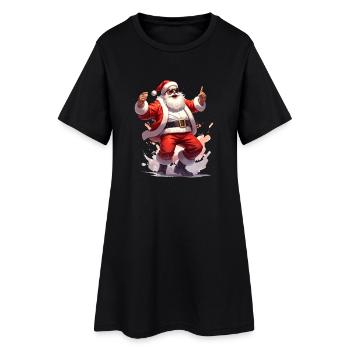 Le Père Noël danse sur de la musique rock - Robe T-shirt Femme - noir - Devant