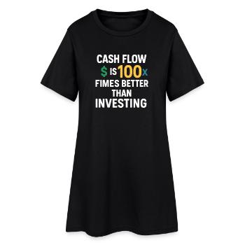Cashflow 100x besser als Investitionen, Geschäft - Frauen T-Shirt-Kleid - Schwarz - Vorne