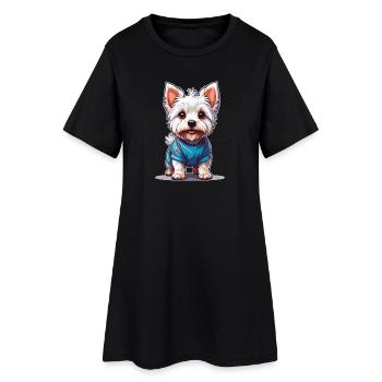 Mignon Yorkshire Terrier – Chien aimant chien - Robe T-shirt Femme - noir - Devant