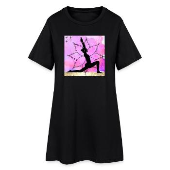 Yoga Silhouette sur Mandala - Robe T-shirt Femme - noir - Devant