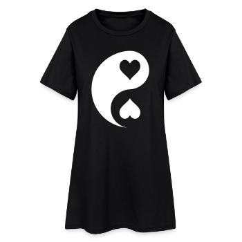 Yin Yang Herzen Emblem - Frauen T-Shirt-Kleid - Schwarz - Vorne