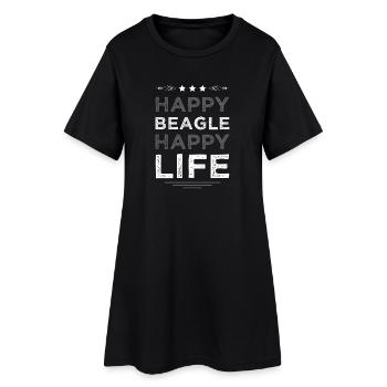 Chien Beagle Vie heureuse - Robe T-shirt Femme - noir - Devant