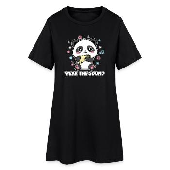 Wear The Sound – Panda mélodieux kawaii - Robe T-shirt Femme - noir - Devant