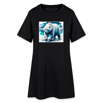 ours blanc - Robe T-shirt Femme - noir - Devant